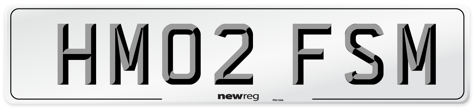 HM02 FSM Number Plate from New Reg